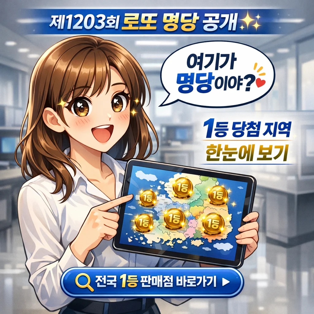 제1203회 로또 당첨 번호, 1등 판매점, 전국 로또 명당 총정리