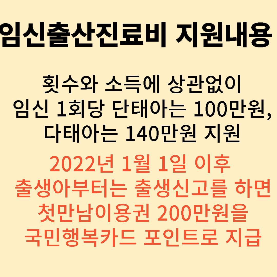 임신출산진료비지원 내용