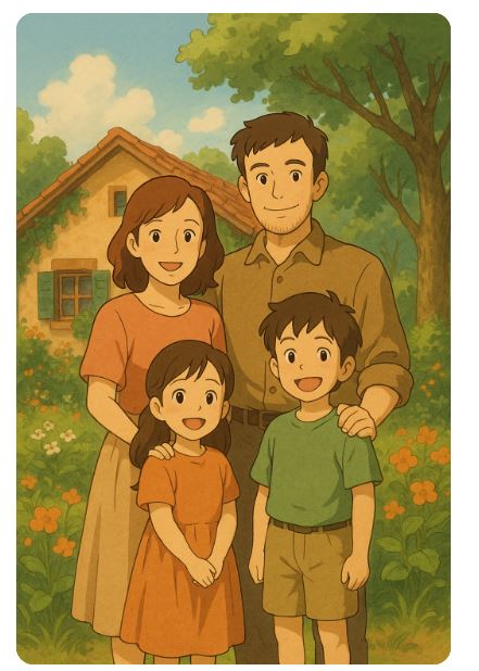 가족 지브리풍