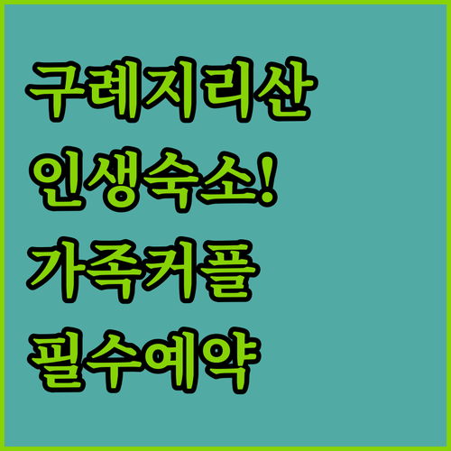 구례 지리산 숙소 예약 가이드 가족 ..
