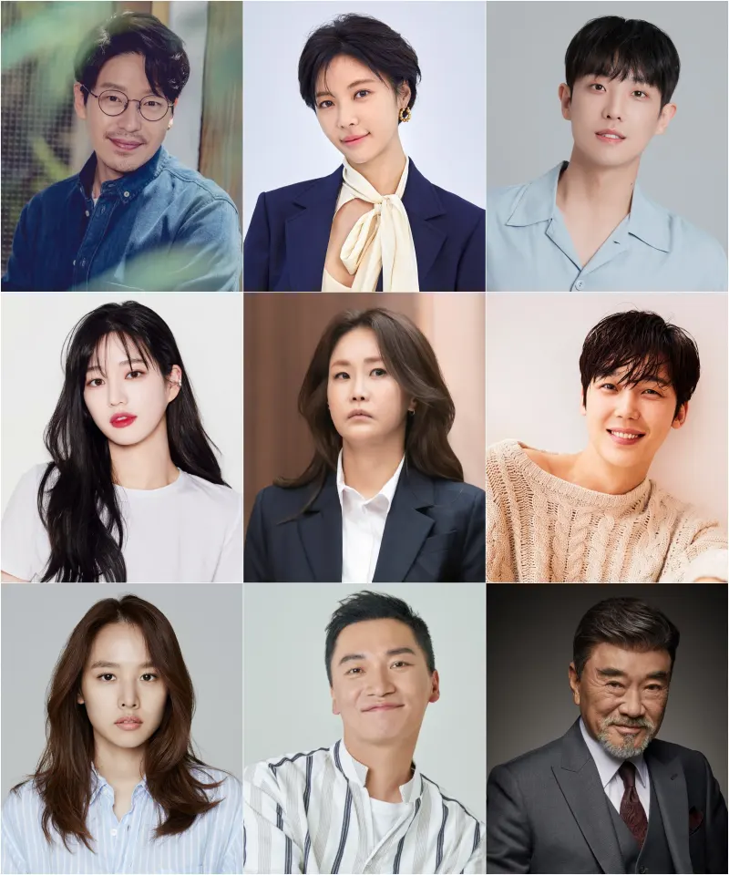 드라마 7인의 탈출에 출연하는 배우, 엄기준, 황정음, 이준, 이유비, 신은경, 윤종훈, 조윤희, 조재윤, 이덕화 프로필 사진