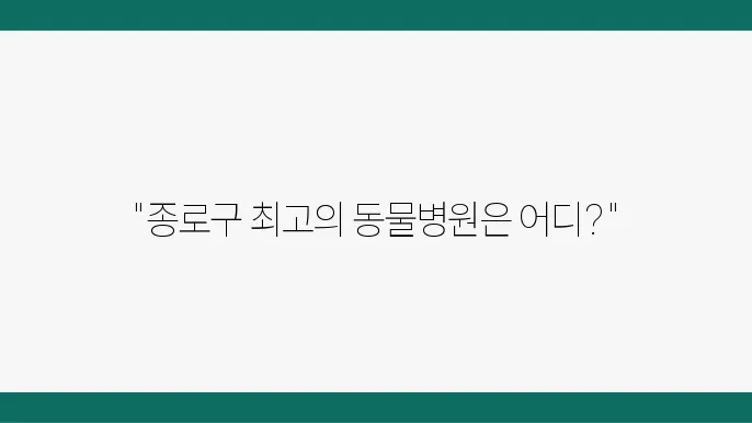 서울 종로구 동물병원 추천 리스트