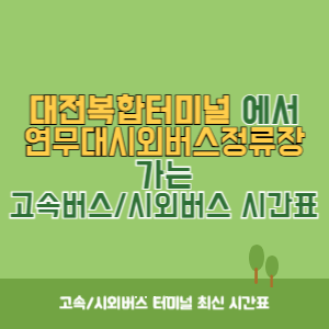 대전복합터미널에서 연무대시외버스정류장 가는 시외버스 시간표 최신정보