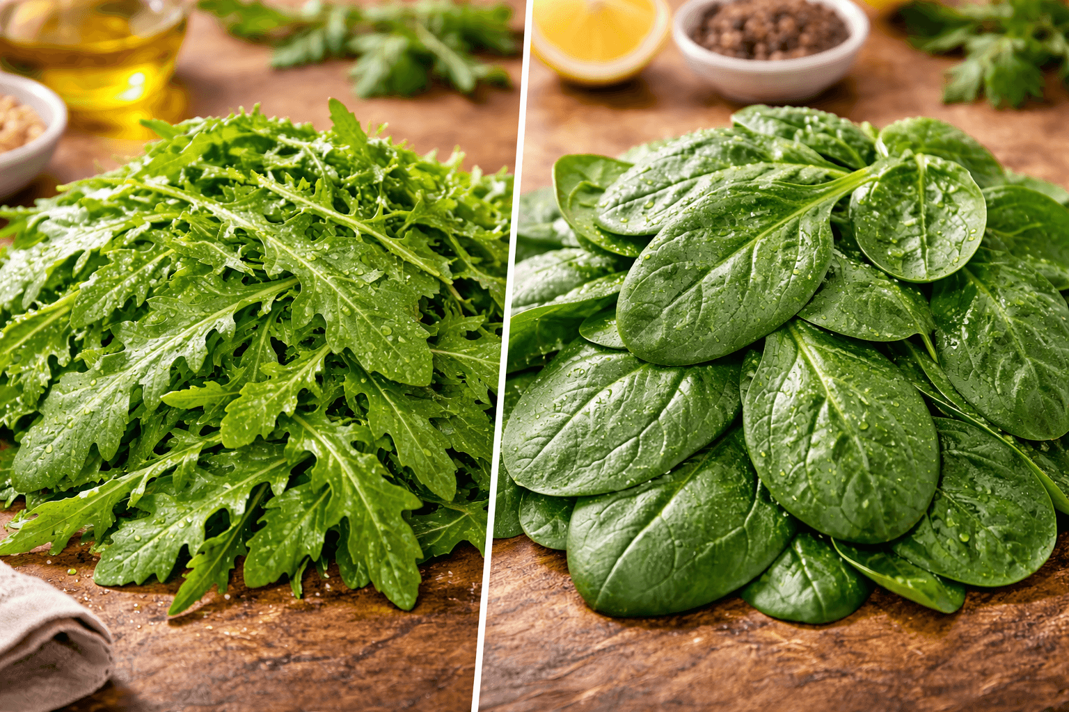 루꼴라 vs 시금치 (영양, 맛, 요리활용)