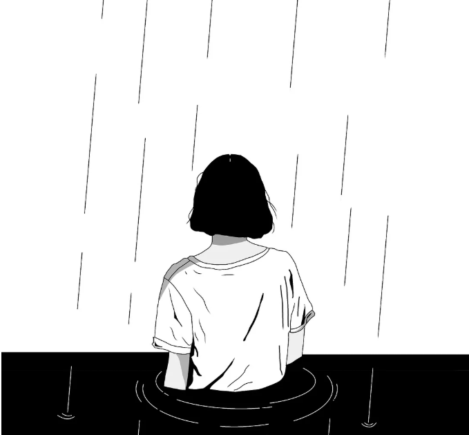 청소년 심리 도구 TOP 5 (MBTI, KFD, HTP), 내리는 비를 맞고 있는 소녀의 뒷모습