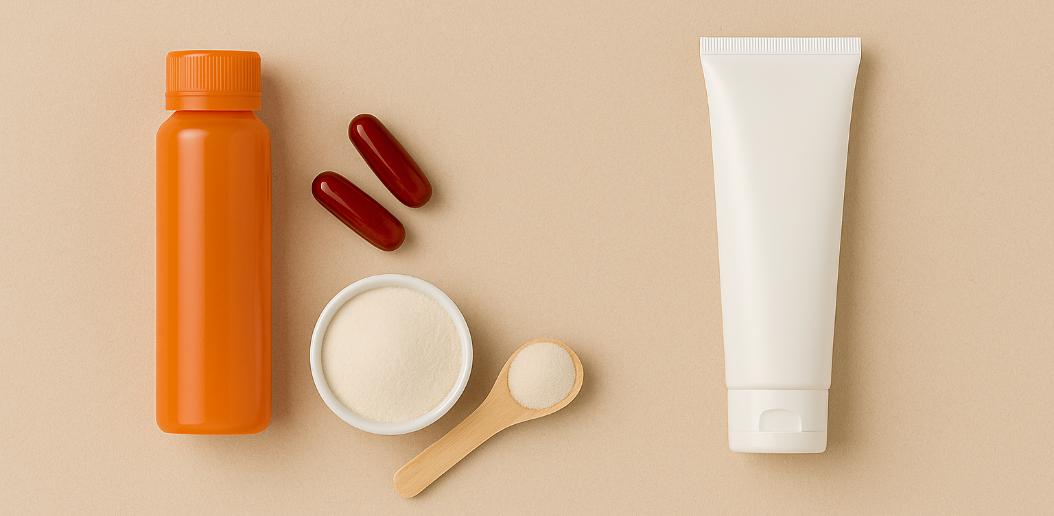 먹는 콜라겐의 종류들과 바르는 콜라겐 이미지