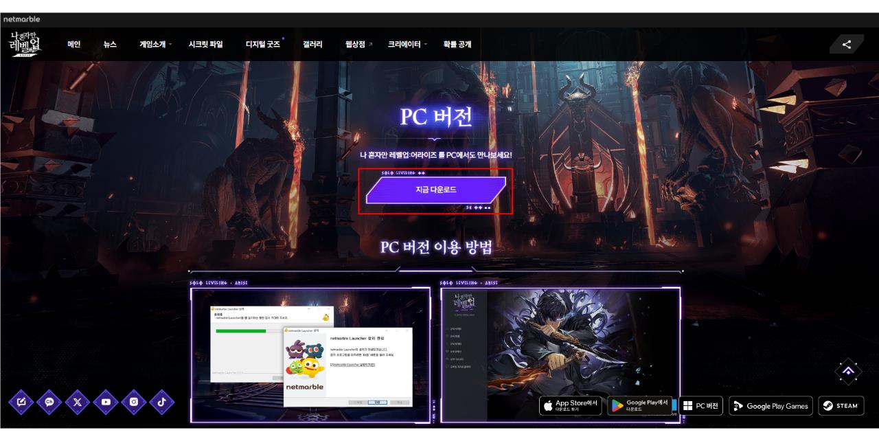 나 혼자만 레벨업: 어라이즈 PC 버전 다운로드