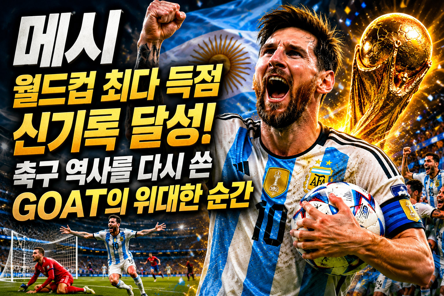 메시 월드컵 최다 득점 신기록 달성! 축구 역사를 다시 쓴 GOAT의 위대한 순간 관련 사진
