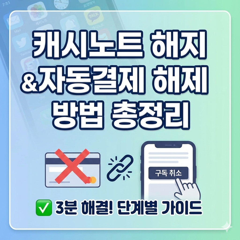 캐시노트 해지 방법 자동결제 해제와 구독 취소 절차 정리