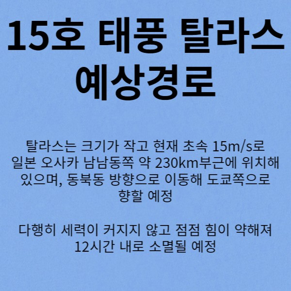 태풍15호탈라스예상경로