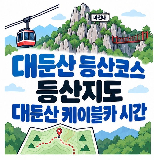 대둔산 등산코스 등산지도 대둔산 케이블카 시간 문구와 마천대, 구름다리, 케이블카, 산행지도 아이콘을 보여주는 대표 카드