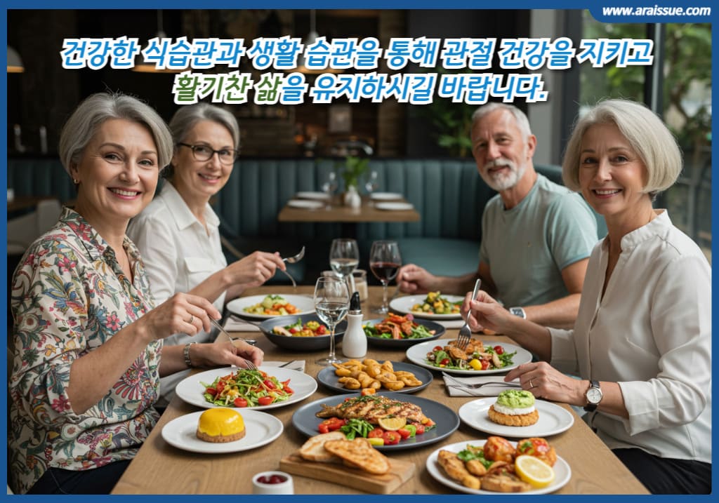 강한 식습관과 생활 습관을 통해 관절 건강을 지키고 활기찬 삶을 유지하시길 바랍니다.