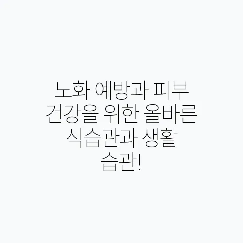 노화 예방과 피부 건강을 위한 올바른 식습관과 생활 습관!