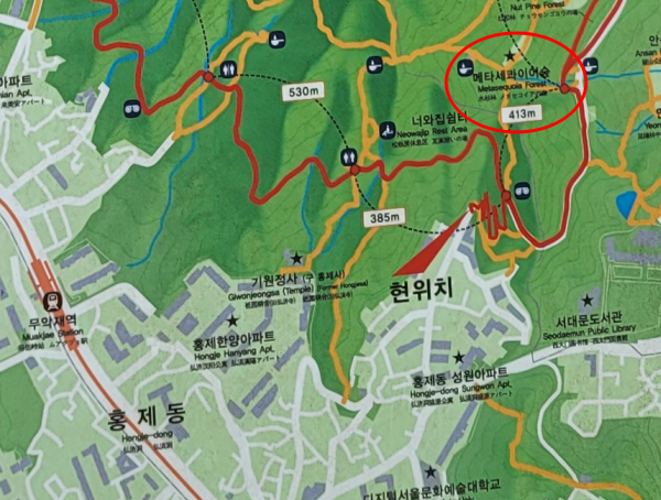 안산 메타세쿼이아 숲 가는 길 지도