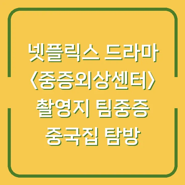 넷플릭스 드라마 &lt;중증외상센터&gt; 촬영지 팀중증 중국집 탐방