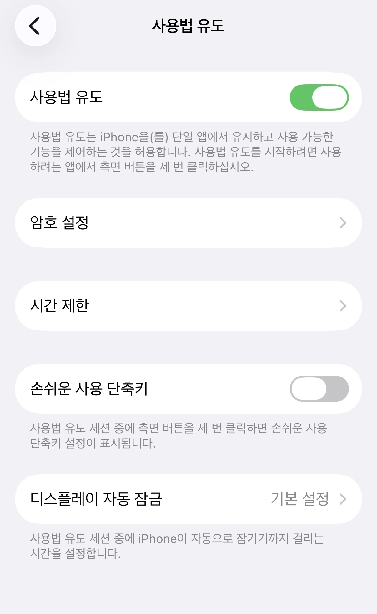 아이폰 앱 잠금 (자동화, 사용법 유도, 화면 잠금)