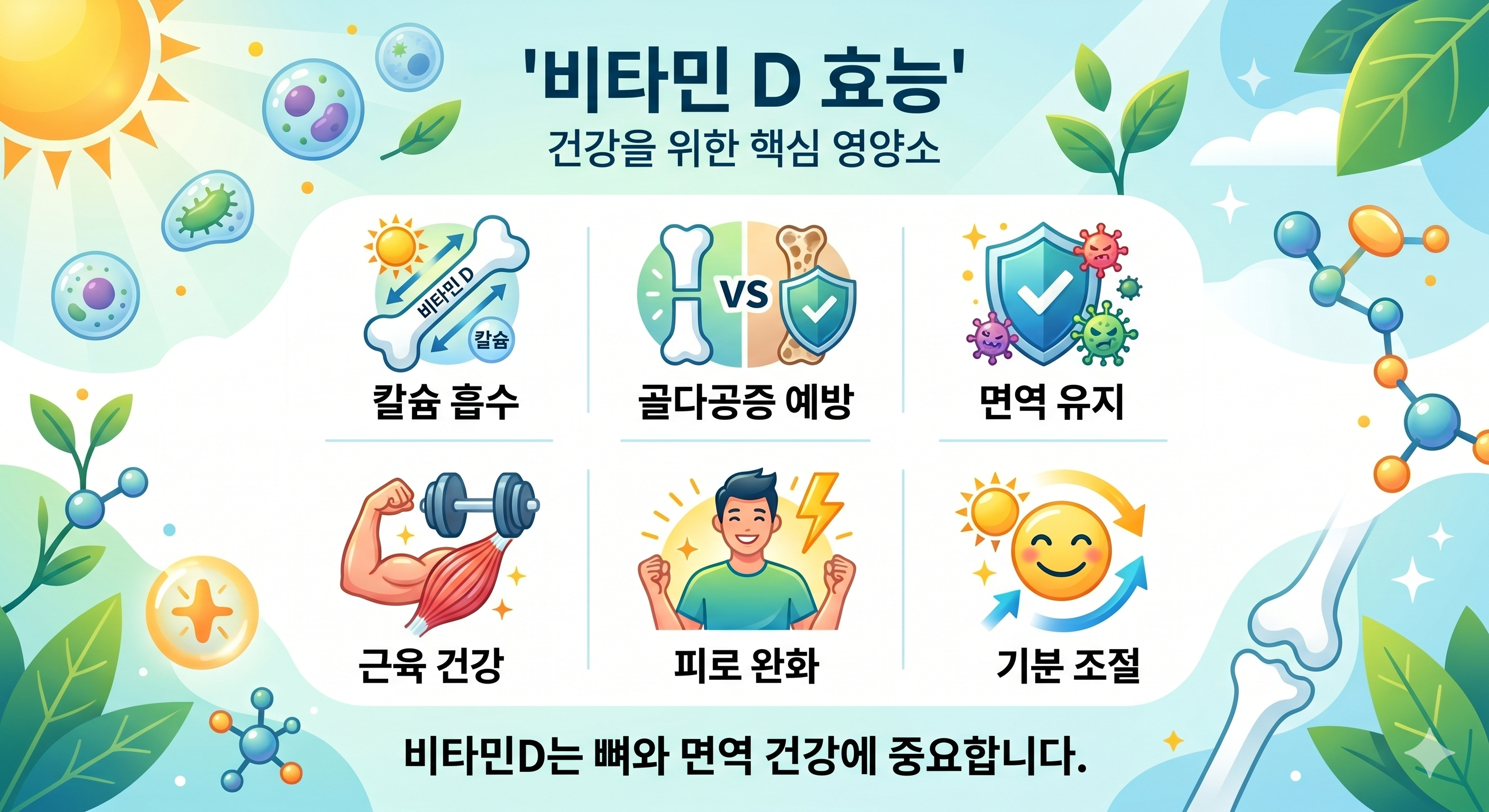 칼슘 흡수 촉진, 골다공증 예방 등에 탁월한 비타민d 효능