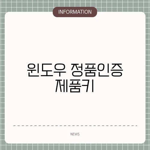 윈도우 정품인증 제품키