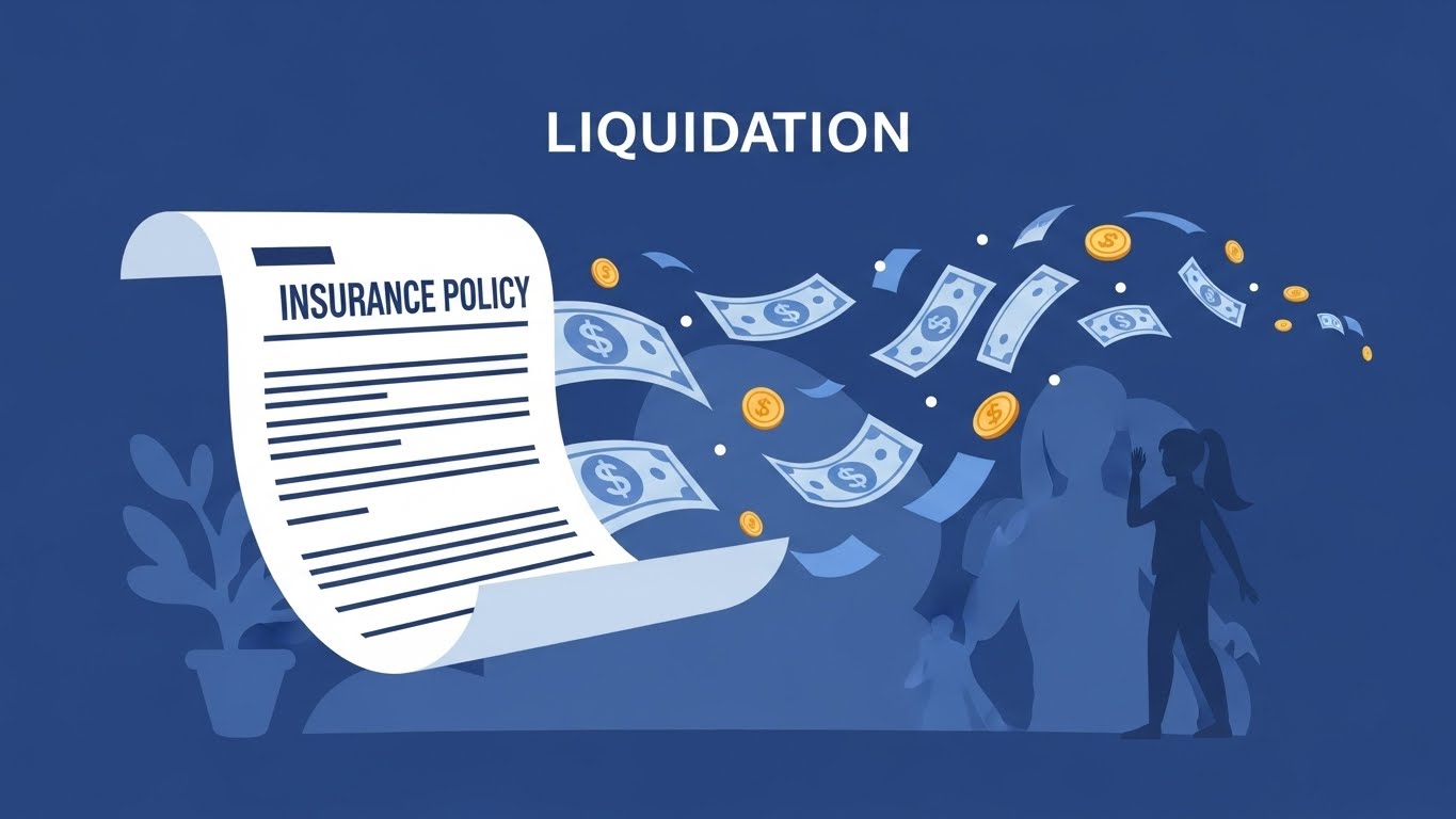오래된 보험 증서가 현금으로 바뀌는 추상적인 이미지를 통해 사망보험금 유동화 제도의 개념과 긴급 자금 확보를 상징합니다.