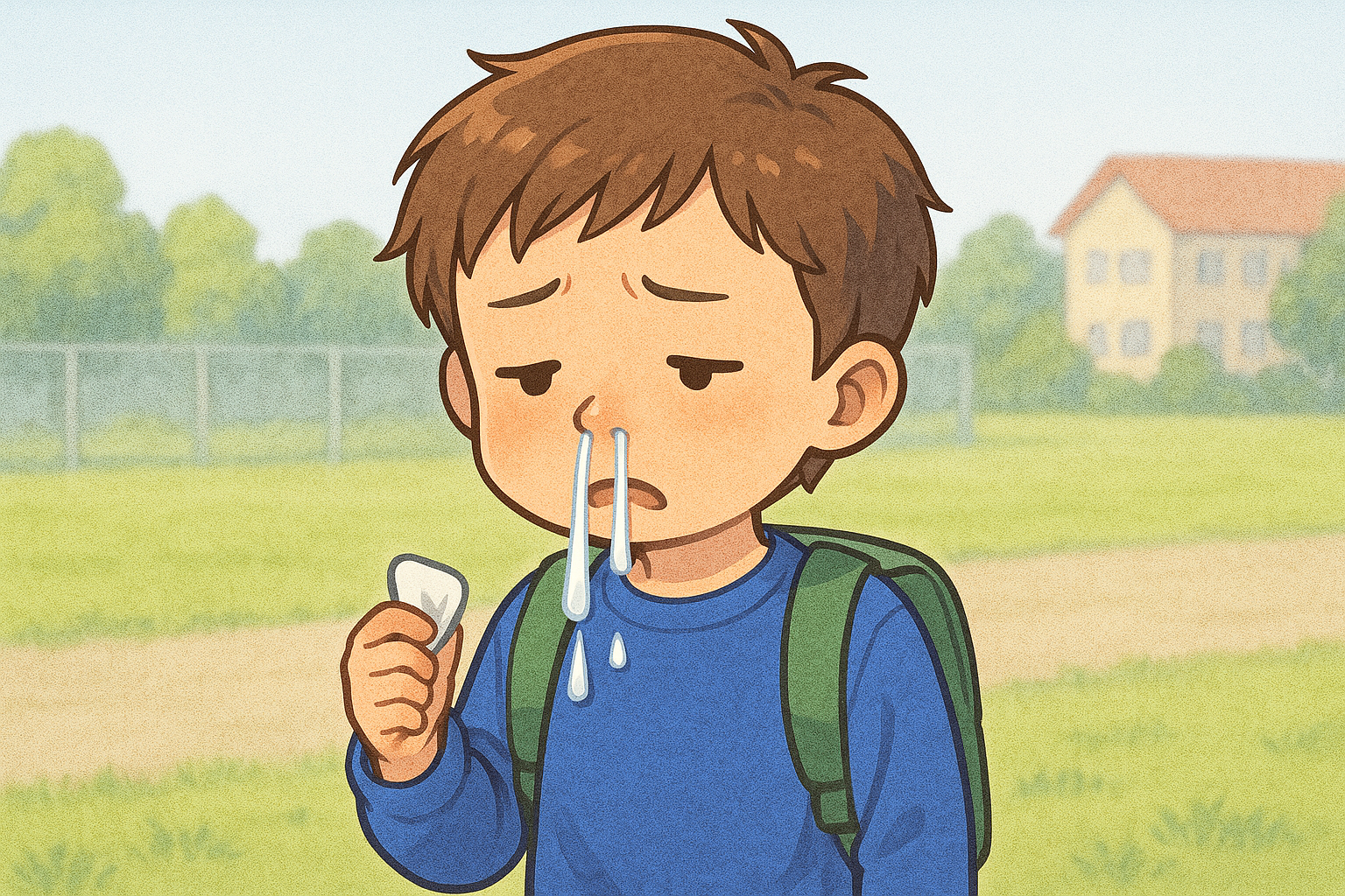 초등학생 아이가 흘리는 콧물