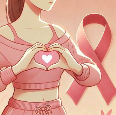 유방암을 상징하는 핑크 리본 일러스트
