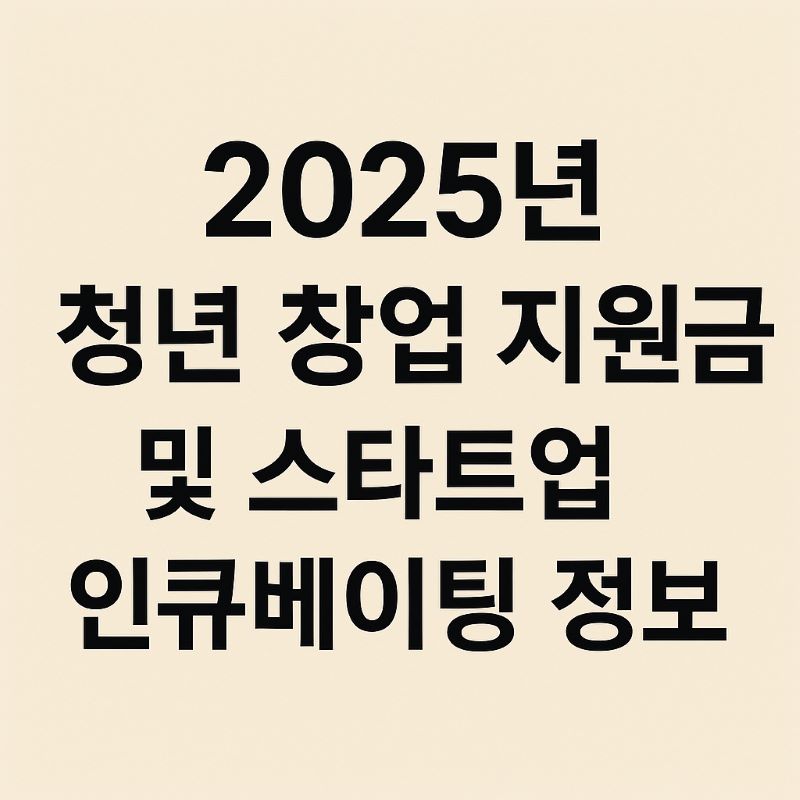 2025년 청년 창업 지원금 및 스타트업 인큐베이팅 정보