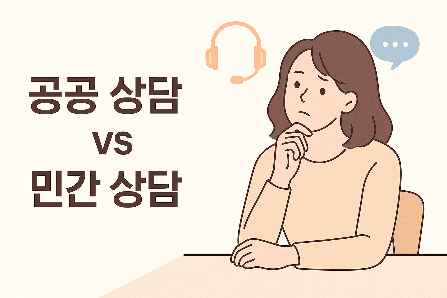 공공상담과 민간 법률상담을 고민하는 여성 썸네일 이미지