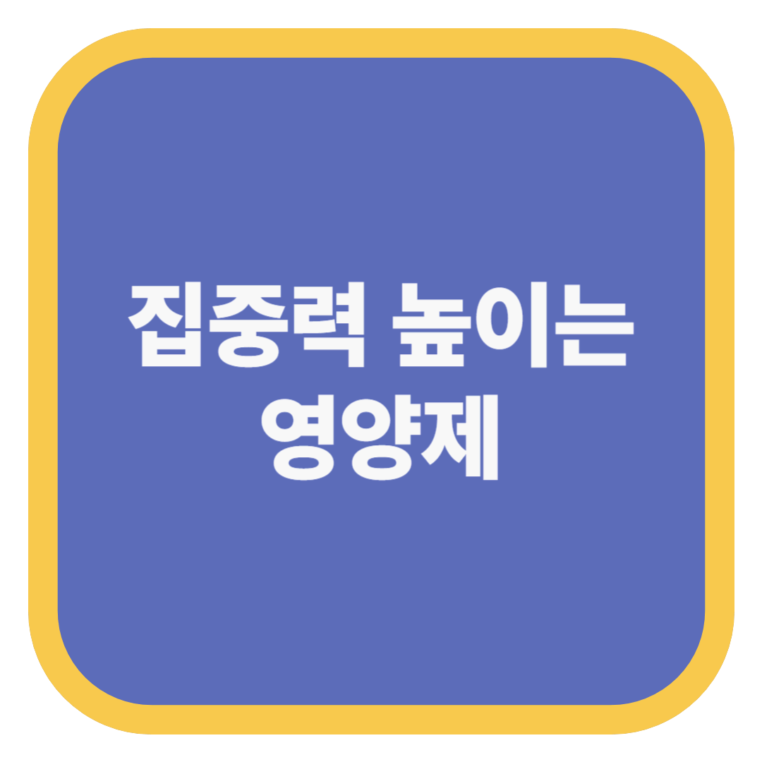 집중력 높이는 영양제