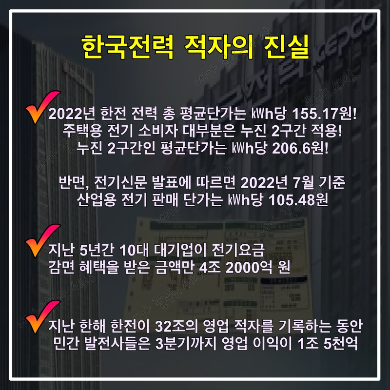 한국전력 적자의 원인과 윤석열 정부의 전기요금 인상의 진실
