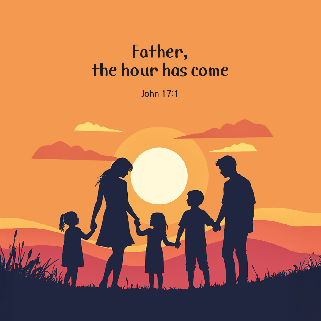 Father, the hour has come. (John 17:1) by pieonane Daily Bible quote image