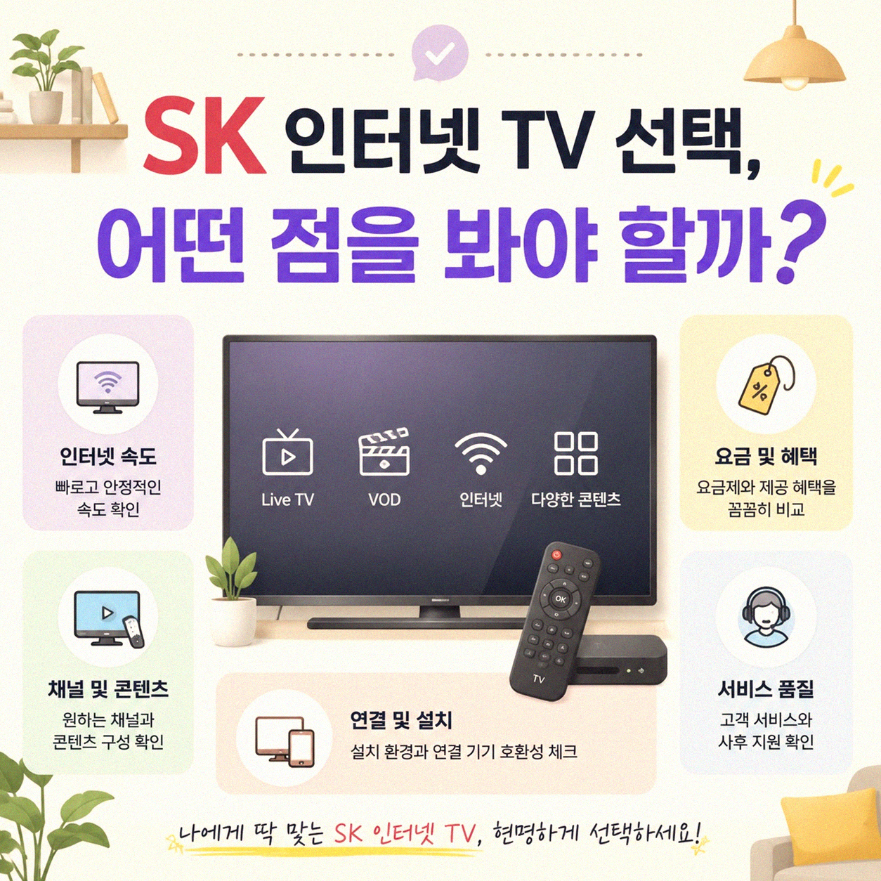 SK 인터넷 TV 설치, 뭐가 좋을까