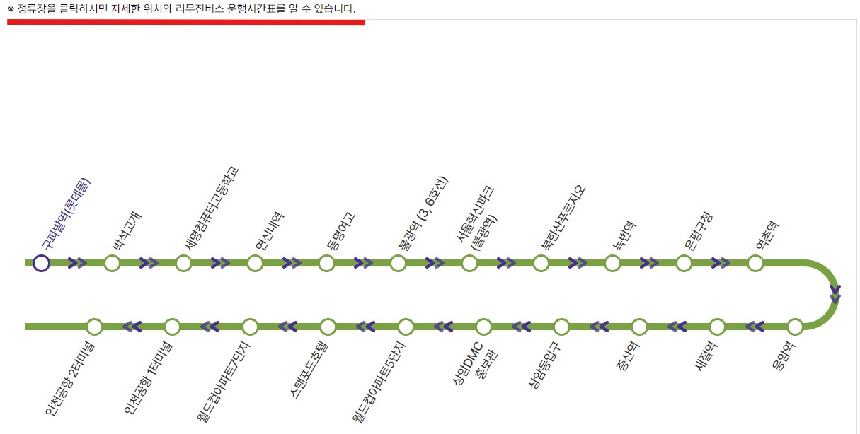 6012번 구파발 인천공항 리무진 버스 노선 시간표 요금 예매 방법