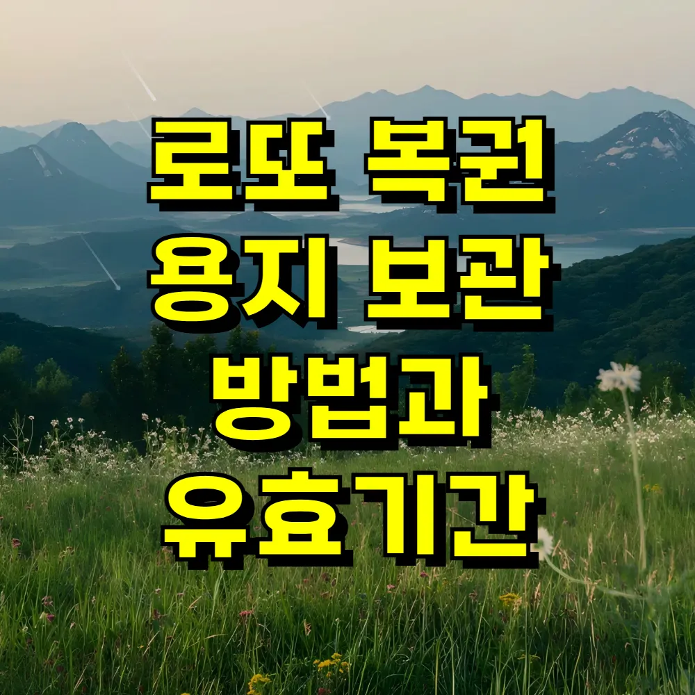 로또 복권 용지 보관 방법과 유효기간