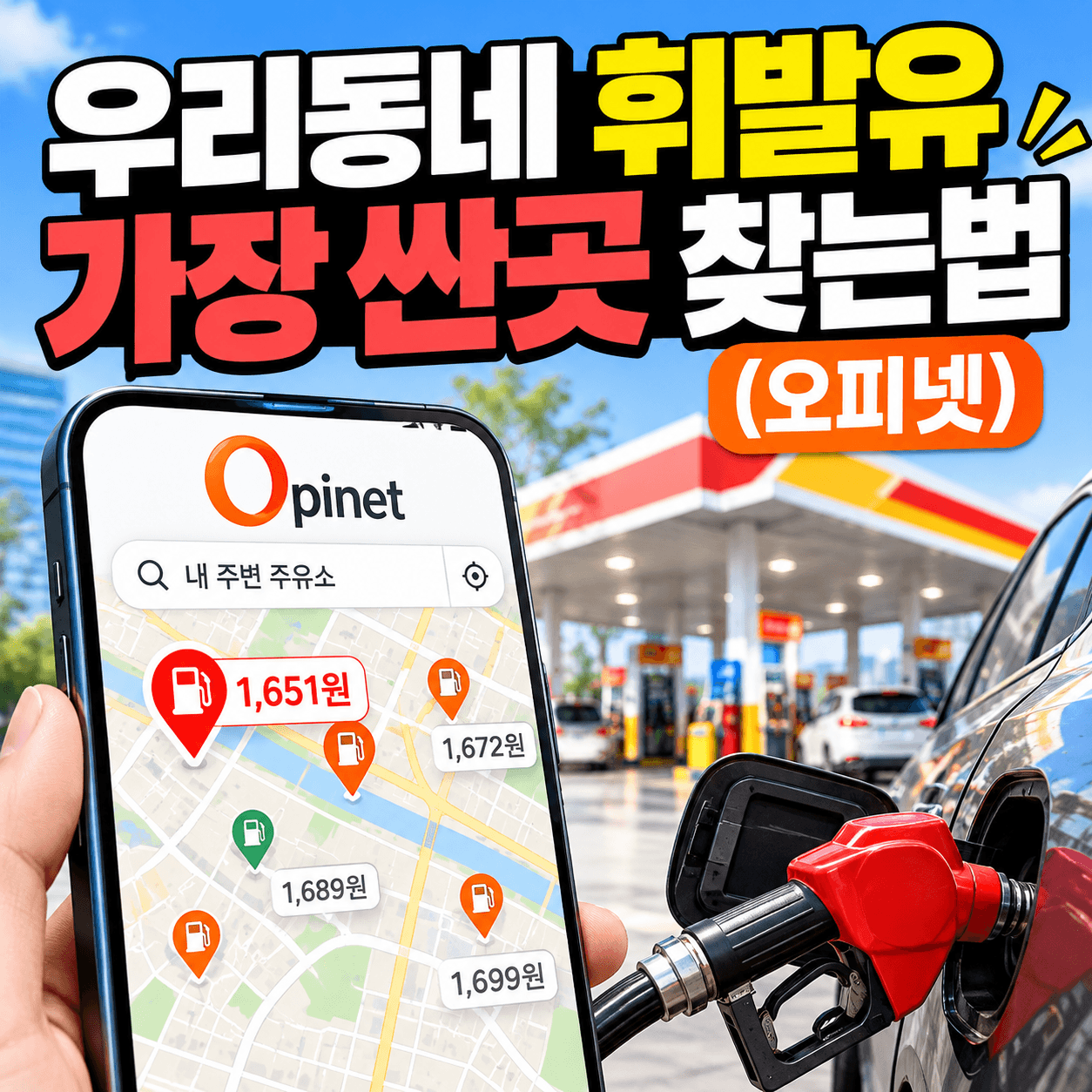 우리 동네 휘발유 가장 싼 곳 찾는 법 썸네일 이미지