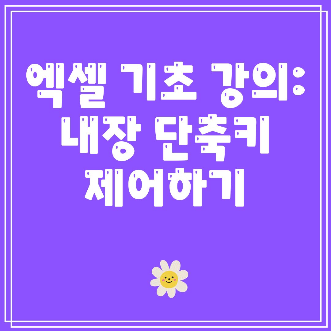 엑셀기초강의내장단축키제어하기