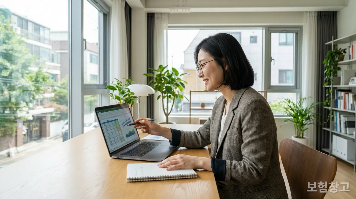 30대 한국인 직장인이 간병보험을 현명하게 선택하는 모습