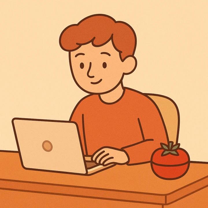 포모도로 타이머를 사용하는 사람 일러스트