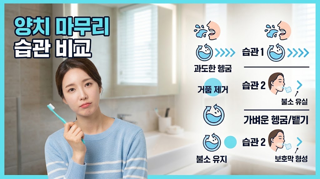 양치 후 과도한 헹굼보다 가벼운 헹굼 하기