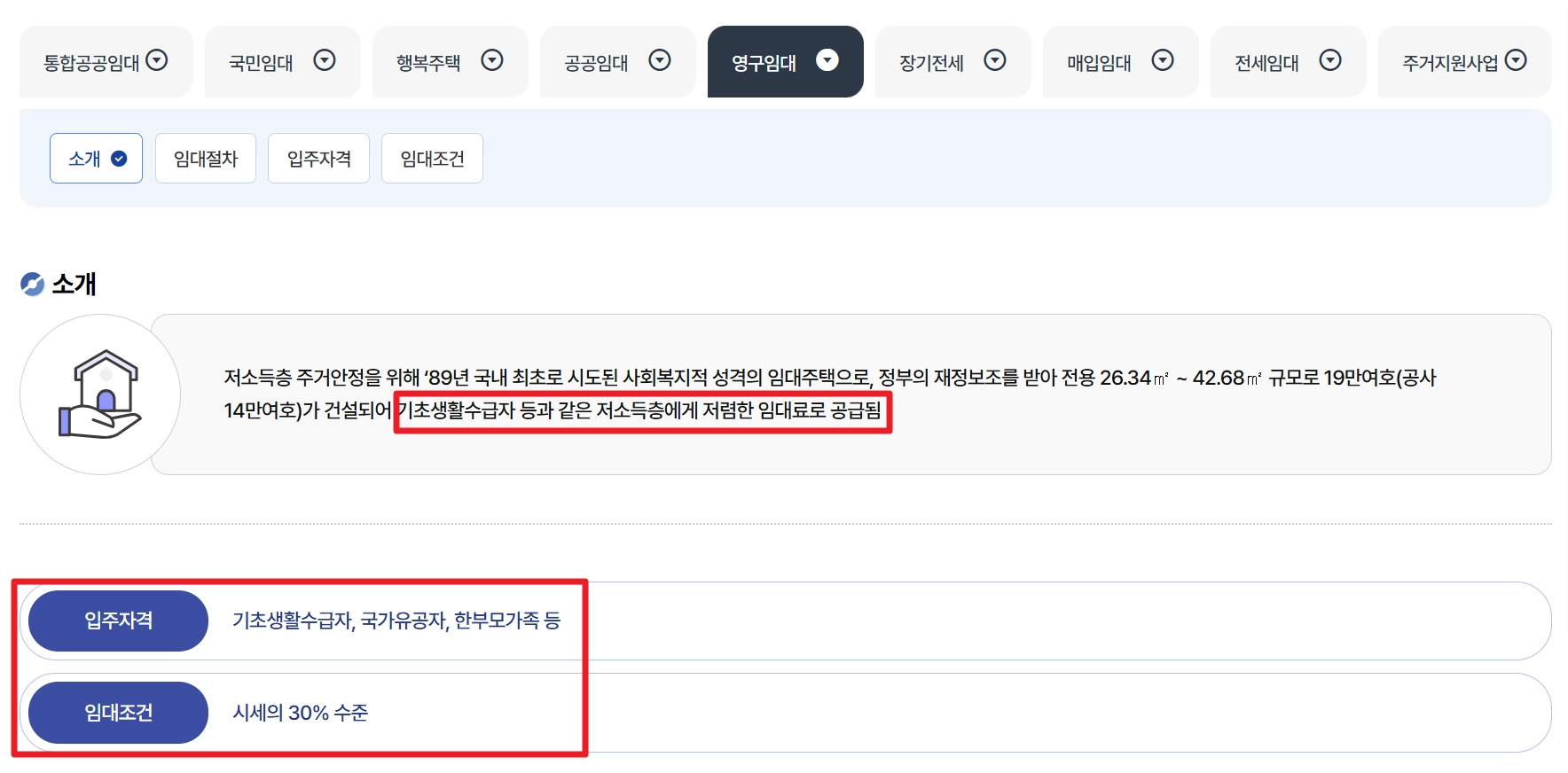 영구임대주택공급 신청자격,소득기준,신청방법