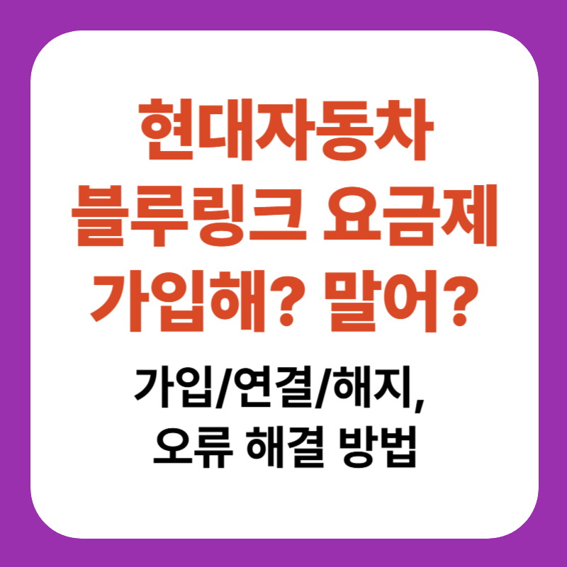 현대자동차 블루링크 요금제 가입가치가 있나요? 가입/연결/해지, 오류 해결 방법