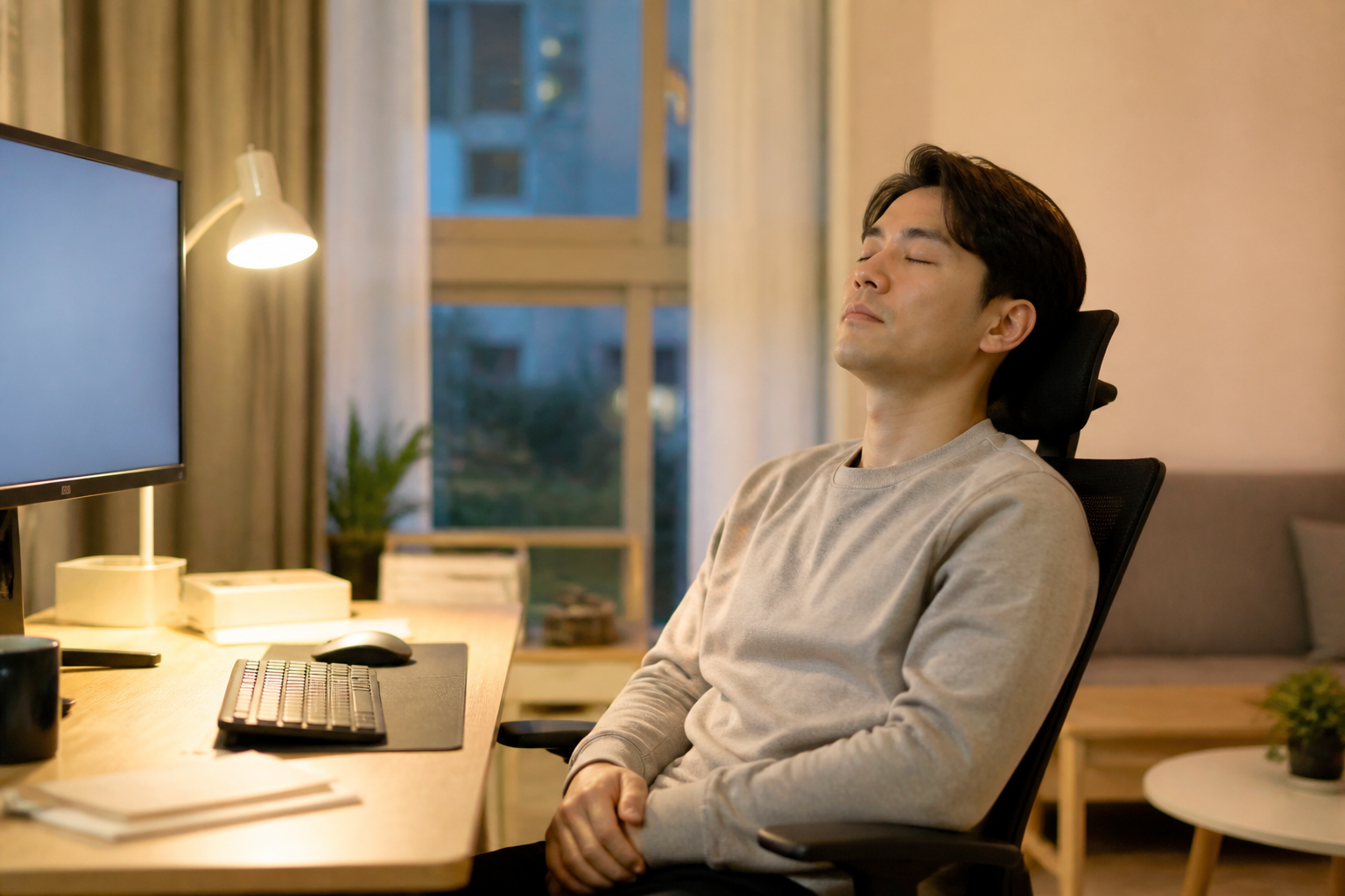 화면 사용 뒤 눈이 피로한 생활 장면