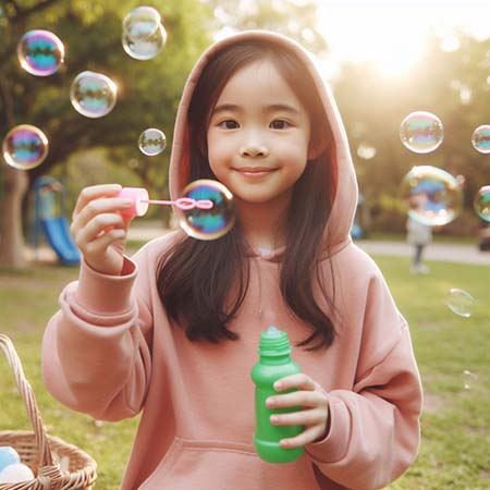 공원에서-비누방울-불며-노는-아이
