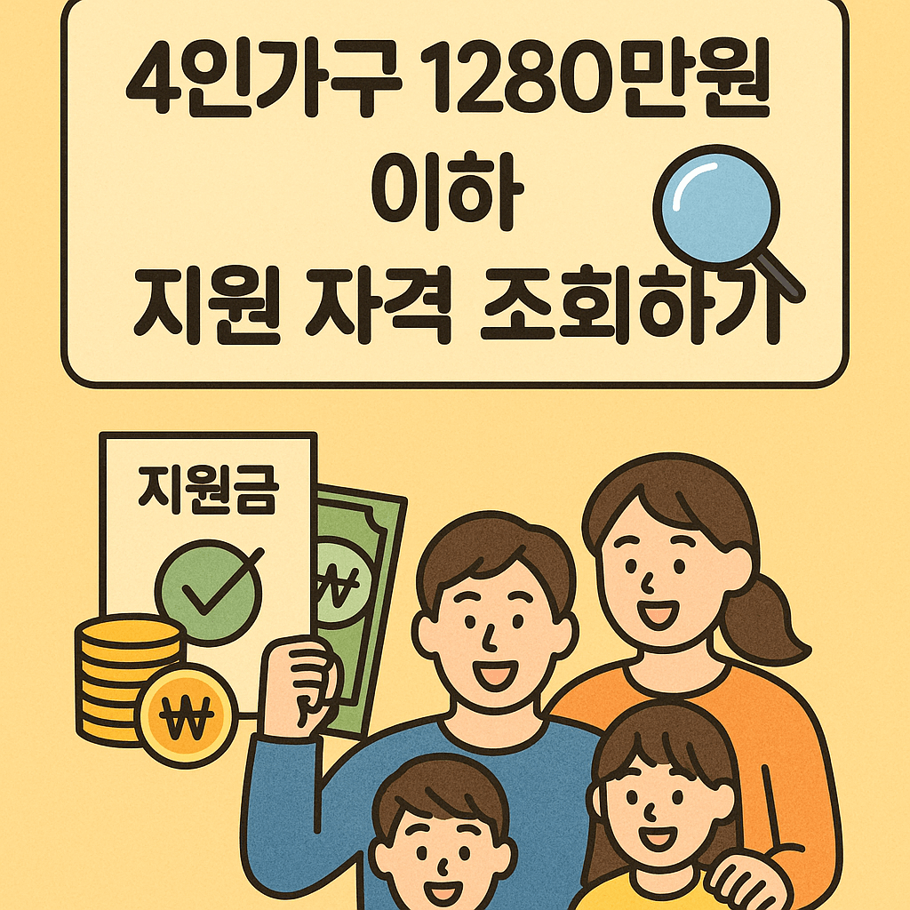 4인가구 1280만원 이하 지원 자격 조회하기