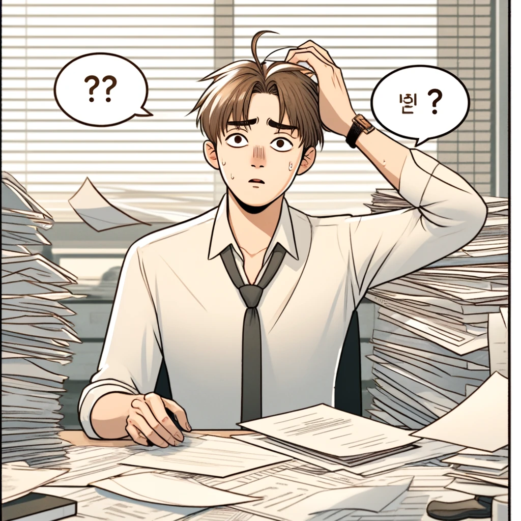 이직확인서 미처리로 당황한 표정 이미지