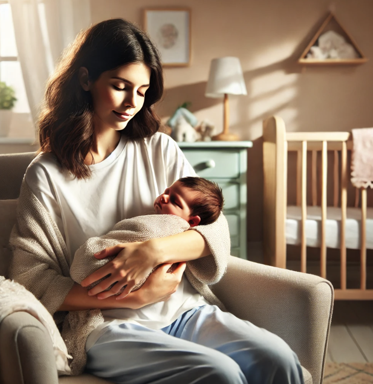 모유 수유 준비 중인 엄마 이미지