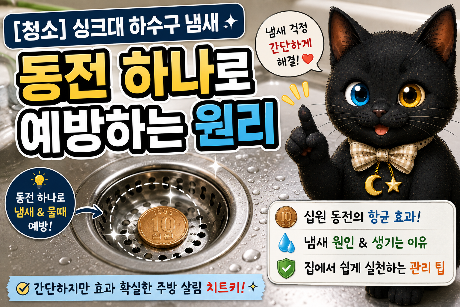 싱크대 하수구 냄새 줄이는 방법, 동전 활용과 함께 실천하면 좋은 관리 습관