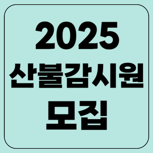 2025 산불감시원 모집에 관한 모든것, 총정리!