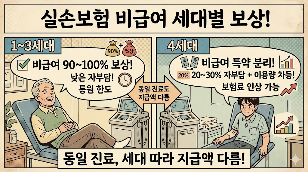 실손보험 세대별 비급여 보상 구조와 자기부담금 비교