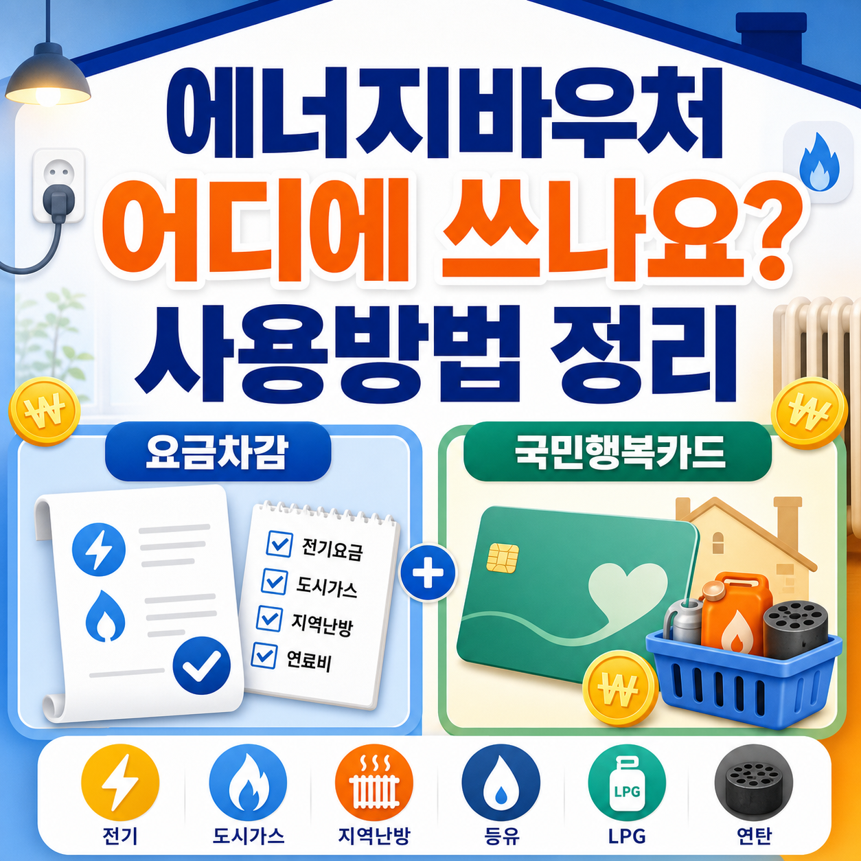 에너지바우처 사용방법 요금차감 국민행복카드 차이 안내