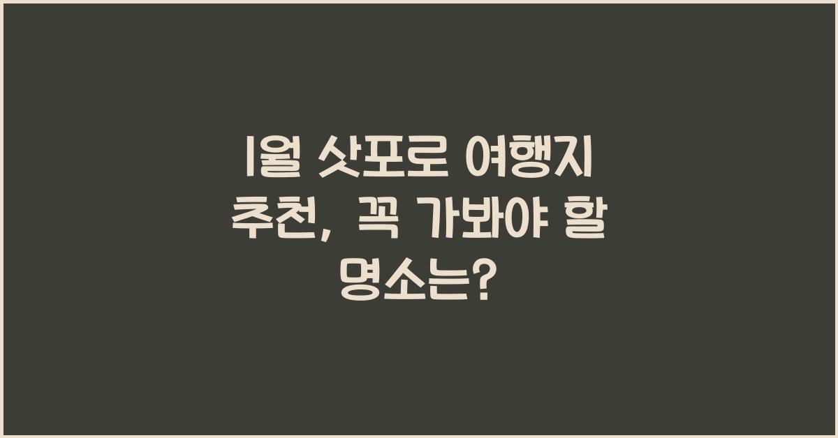 1월 삿포로 여행지 추천